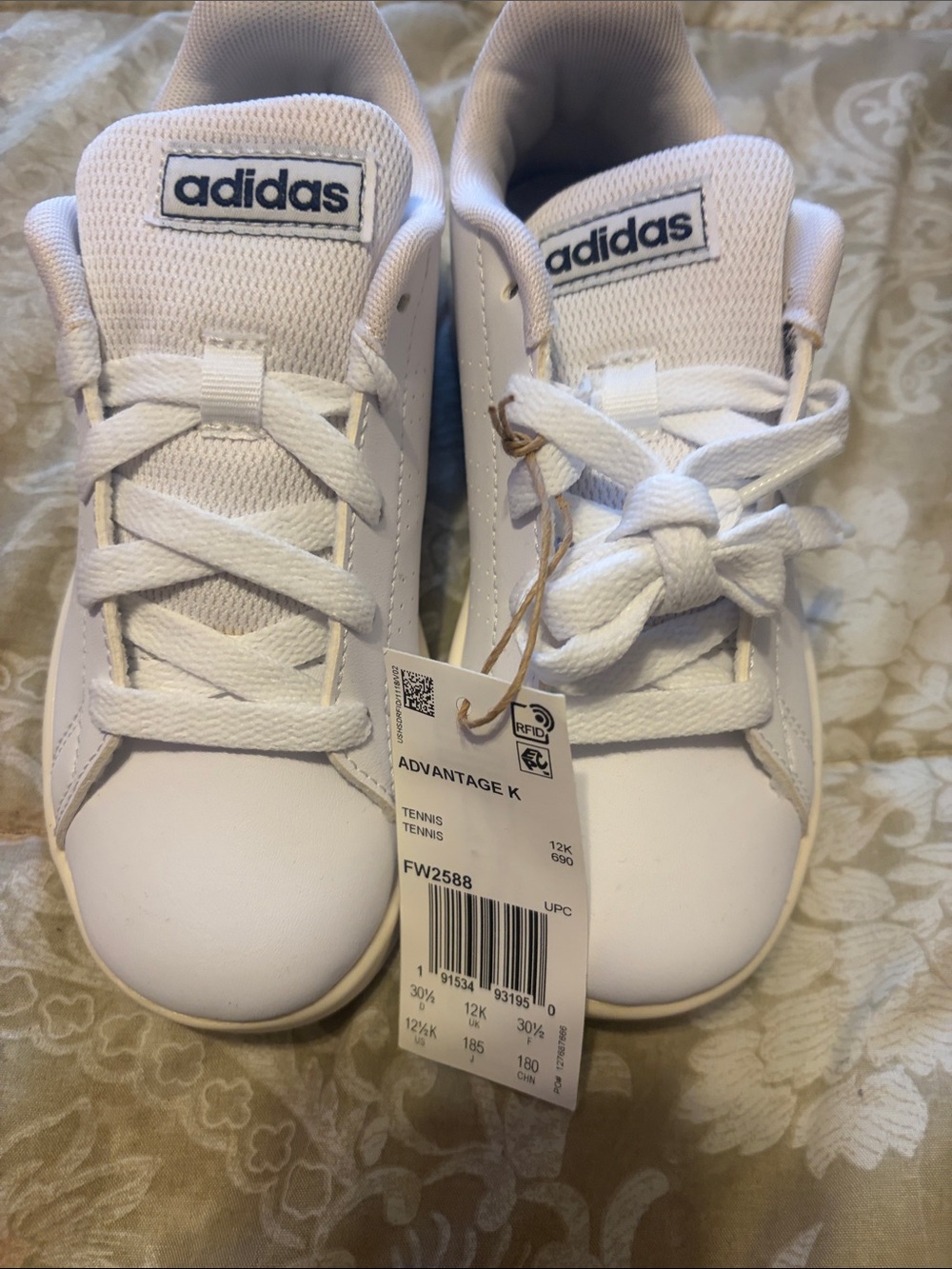 adidas Kids White Advantage K Tennis Sneakers